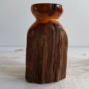 Recycled Cedar Fence Post Bud Vase with Glass Insert by Northern Micro